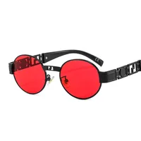 50629 Metal Punk Craft Sunglasses Oval Frame All-Match Street Photographing Instagram Style Trendy Rock Sunglasses For Men And Women sku image 4
