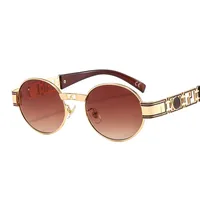 50629 Metal Punk Craft Sunglasses Oval Frame All-Match Street Photographing Instagram Style Trendy Rock Sunglasses For Men And Women sku image 5