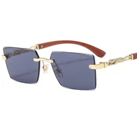 Cheetah Decorative Frameless Sunglasses Small Box Fashion Trend All-match  Sunglasses OW3077 sku image 1