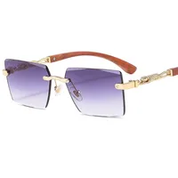 Cheetah Decorative Frameless Sunglasses Small Box Fashion Trend All-match  Sunglasses OW3077 sku image 2