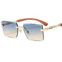 Cheetah Decorative Frameless Sunglasses Small Box Fashion Trend All-match  Sunglasses OW3077 sku image 6