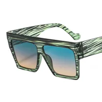 Europe And The United States New Large Frame Men's And Women's Sunglasses  Color Matching Striped Sunglasses Fashion Sunglasses M330 sku image 7