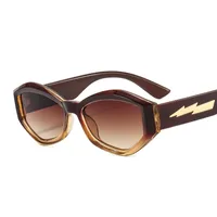Fashion Personality Trendy Small Frame Sunglasses Lightning Decorative Vintage Glasses Irregular Dazzling Color Men's And Women's  Sunglasses sku image 5