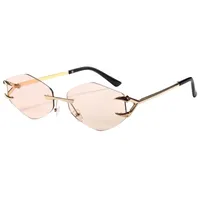 Personality New Frameless Diamond Sunglasses Internet Red With Metal Small Frame Glasses Fashion Sunglasses T22142 sku image 7