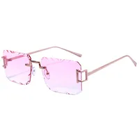New  Personality Rhombus Frameless Square Trim High-end Luxury Women's Sunglasses Sunshade Sunglasses 2353 main image 2