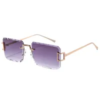 New  Personality Rhombus Frameless Square Trim High-end Luxury Women's Sunglasses Sunshade Sunglasses 2353 sku image 1