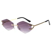 Personality New Frameless Diamond Sunglasses Internet Red With Metal Small Frame Glasses Fashion Sunglasses T22142 sku image 2