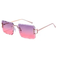 New  Personality Rhombus Frameless Square Trim High-end Luxury Women's Sunglasses Sunshade Sunglasses 2353 sku image 4