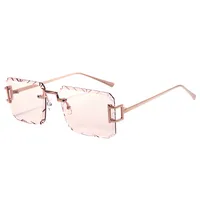 New  Personality Rhombus Frameless Square Trim High-end Luxury Women's Sunglasses Sunshade Sunglasses 2353 sku image 5