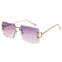 New  Personality Rhombus Frameless Square Trim High-end Luxury Women's Sunglasses Sunshade Sunglasses 2353 sku image 6