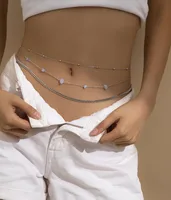 Jewelry Bikini Rhinestone Chain Waist Decoration Multi-layer Body Chain Star Rhinestone Tassel Waist Chain Women sku image 3