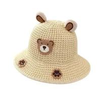Children's Sunshade Hat Summer Thin Boys And Girls Cartoon Bear Sunscreen Straw Hat Baby Travel Breathable Sun Hat main image 5