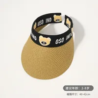 Children's Sunshade Hat Summer Thin Boys And Girls Cartoon Bear Sunscreen Straw Hat Baby Travel Breathable Sun Hat sku image 23