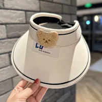Children's Sunshade Hat Summer Thin Boys And Girls Cartoon Bear Sunscreen Straw Hat Baby Travel Breathable Sun Hat sku image 4