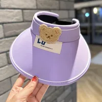 Children's Sunshade Hat Summer Thin Boys And Girls Cartoon Bear Sunscreen Straw Hat Baby Travel Breathable Sun Hat sku image 8