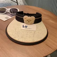 Children's Sunshade Hat Summer Thin Boys And Girls Cartoon Bear Sunscreen Straw Hat Baby Travel Breathable Sun Hat sku image 17