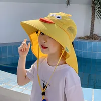 Children's Sunshade Hat Summer Thin Boys And Girls Cartoon Bear Sunscreen Straw Hat Baby Travel Breathable Sun Hat sku image 48