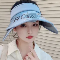 Children's Hat Summer Sunscreen Hat Big Brim Vacant Top Sunshade Hat With Fan Parent-Child Sun Hat Trendy main image 2