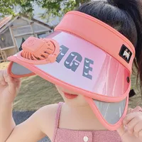 Children's Hat Summer Sunscreen Hat Big Brim Vacant Top Sunshade Hat With Fan Parent-Child Sun Hat Trendy sku image 1