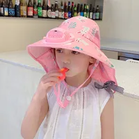 Children's Sun Hat Summer UV Protection Baby Sun Hat With Fan Female Boy Sun Hat Foldable Hat sku image 4