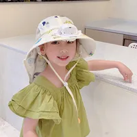 Children's Sun Hat Summer UV Protection Baby Sun Hat With Fan Female Boy Sun Hat Foldable Hat sku image 5