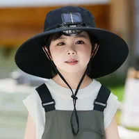 Solar Fan Hat High Wind Rechargeable Large Rim Sun Hat Children's Outdoor Leisure Sun Hat Thin Girl Men main image 1