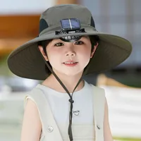 Solar Fan Hat High Wind Rechargeable Large Rim Sun Hat Children's Outdoor Leisure Sun Hat Thin Girl Men main image 2