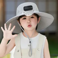 Solar Fan Hat High Wind Rechargeable Large Rim Sun Hat Children's Outdoor Leisure Sun Hat Thin Girl Men main image 3