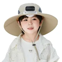 Solar Fan Hat High Wind Rechargeable Large Rim Sun Hat Children's Outdoor Leisure Sun Hat Thin Girl Men main image 5