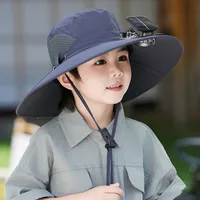 Solar Fan Hat High Wind Rechargeable Large Rim Sun Hat Children's Outdoor Leisure Sun Hat Thin Girl Men sku image 2