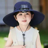 Solar Fan Hat High Wind Rechargeable Large Rim Sun Hat Children's Outdoor Leisure Sun Hat Thin Girl Men sku image 4