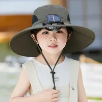 Solar Fan Hat High Wind Rechargeable Large Rim Sun Hat Children's Outdoor Leisure Sun Hat Thin Girl Men sku image 6
