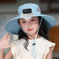 Solar Fan Hat High Wind Rechargeable Large Rim Sun Hat Children's Outdoor Leisure Sun Hat Thin Girl Men sku image 7