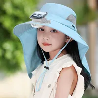 Girls Solar Fan Hat Rechargeable Big Wind Shawl Sun Hat Summer Beach Mountain Climbing Hat For Boys main image 2