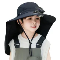 Girls Solar Fan Hat Rechargeable Big Wind Shawl Sun Hat Summer Beach Mountain Climbing Hat For Boys main image 5