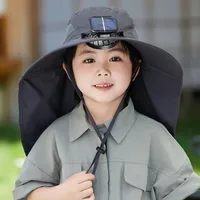 Girls Solar Fan Hat Rechargeable Big Wind Shawl Sun Hat Summer Beach Mountain Climbing Hat For Boys sku image 2