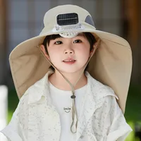 Girls Solar Fan Hat Rechargeable Big Wind Shawl Sun Hat Summer Beach Mountain Climbing Hat For Boys sku image 5