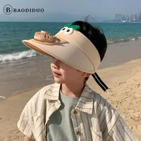 Small Fan Children's Cartoon Empty Top Hat Summer Sunscreen Sunshade Travel Face-covering Breathable Cool Animal Sun Hat main image 4