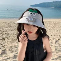 Small Fan Children's Cartoon Empty Top Hat Summer Sunscreen Sunshade Travel Face-covering Breathable Cool Animal Sun Hat sku image 1