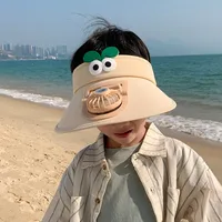 Small Fan Children's Cartoon Empty Top Hat Summer Sunscreen Sunshade Travel Face-covering Breathable Cool Animal Sun Hat sku image 4
