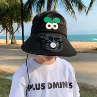 Small Fan Children's Cartoon Empty Top Hat Summer Sunscreen Sunshade Travel Face-covering Breathable Cool Animal Sun Hat sku image 5