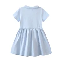 Style Girl's Short Sleeve Dress Summer New Knitted Cotton Children's Skirt Cartoon Doll Collar Princess Skirt main image 5