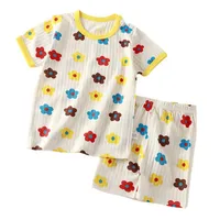 Summer Baby's Short-sleeved Home Clothes Pure Cotton Thin Pajamas Suit Newborn Half-short Top Baby Air-conditioning Clothes Children's Clothing main image 5