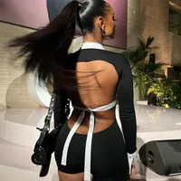 Women's Nightclub Sexy Streetwear Color Block Shorts Rompers main image 5