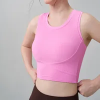 Casual Simple Style Sport Style Solid Color Nylon Spandex U Neck Active Tops Vest main image 4