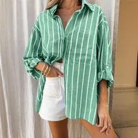 Women's Blouse Long Sleeve Blouses Simple Style Streetwear Stripe main image 3