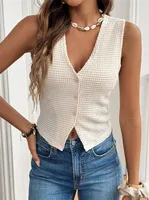 Women's Vest Sleeveless T-Shirts Simple Style Streetwear Solid Color sku image 1
