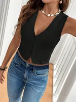 Women's Vest Sleeveless T-Shirts Simple Style Streetwear Solid Color sku image 5