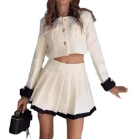 Casual Date Tea Party Women's Elegant Simple Style Color Block Pu Polyester Skirt Co-ord Set Shorts Sets main image 5