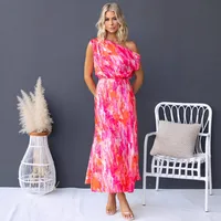 Women's Slit Dress Elegant Sexy Oblique Collar Sleeveless Solid Color Maxi Long Dress Holiday Anniversary Tea Party main image 3